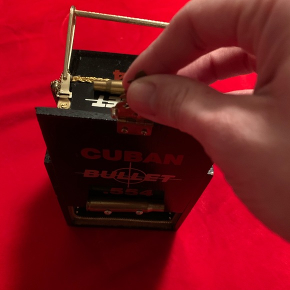 Cuban bullet black cigar box purse w/ gold tassel - Picture 2 of 6